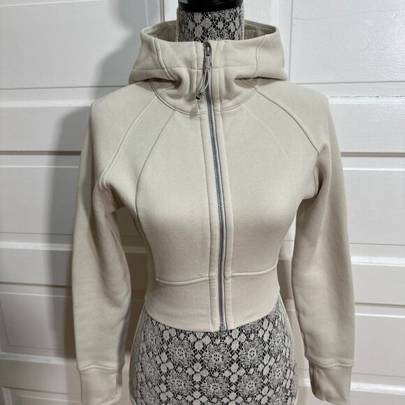 lululemon athletica Tops - Lululemon Scuba Full-Zip Cropped Hoodie Size 2 Bone Beige $138